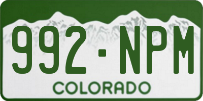 CO license plate 992NPM