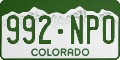 CO license plate 992NPO