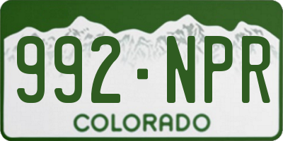 CO license plate 992NPR