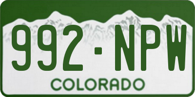 CO license plate 992NPW