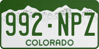 CO license plate 992NPZ