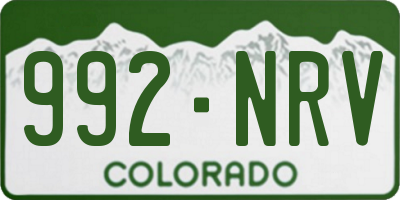 CO license plate 992NRV