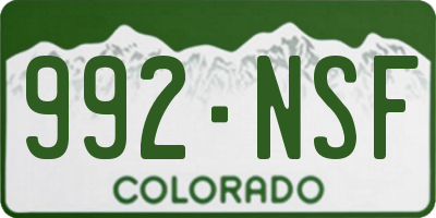 CO license plate 992NSF