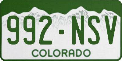 CO license plate 992NSV