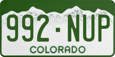 CO license plate 992NUP