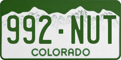 CO license plate 992NUT