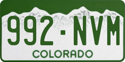 CO license plate 992NVM