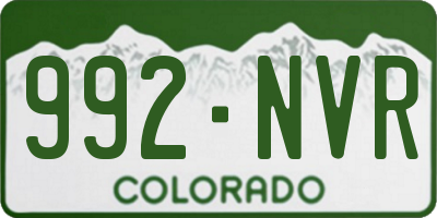 CO license plate 992NVR