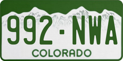 CO license plate 992NWA