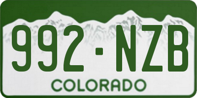 CO license plate 992NZB