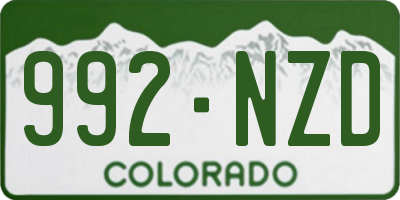 CO license plate 992NZD