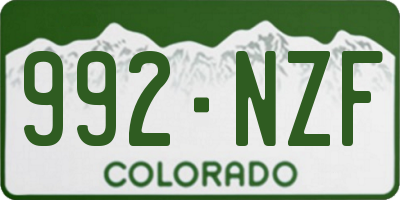 CO license plate 992NZF