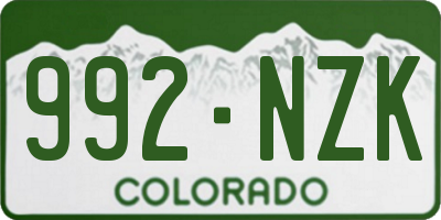 CO license plate 992NZK