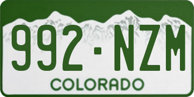 CO license plate 992NZM