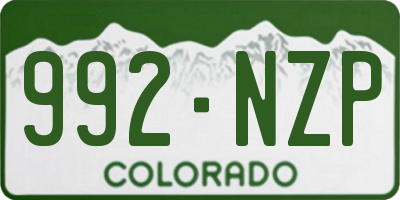 CO license plate 992NZP