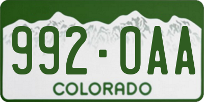 CO license plate 992OAA