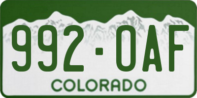CO license plate 992OAF