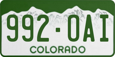 CO license plate 992OAI