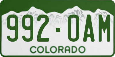 CO license plate 992OAM
