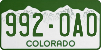 CO license plate 992OAO