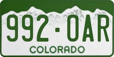 CO license plate 992OAR