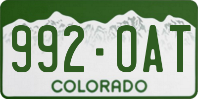 CO license plate 992OAT