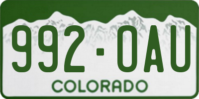 CO license plate 992OAU