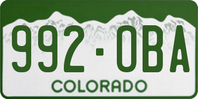 CO license plate 992OBA