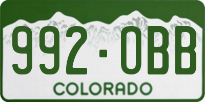 CO license plate 992OBB