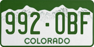 CO license plate 992OBF