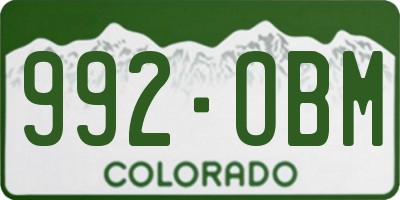 CO license plate 992OBM