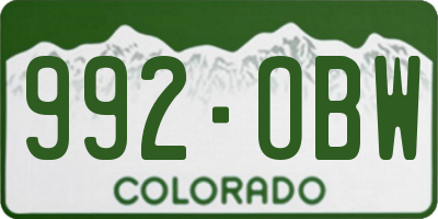 CO license plate 992OBW
