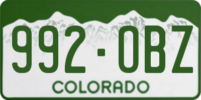 CO license plate 992OBZ