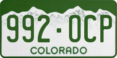 CO license plate 992OCP