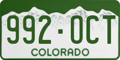 CO license plate 992OCT