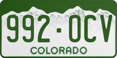 CO license plate 992OCV