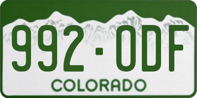 CO license plate 992ODF