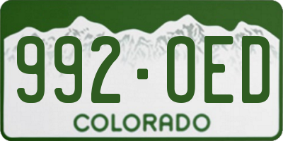 CO license plate 992OED