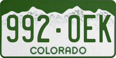 CO license plate 992OEK