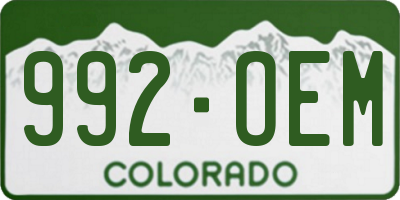 CO license plate 992OEM