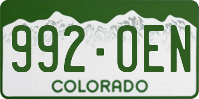CO license plate 992OEN