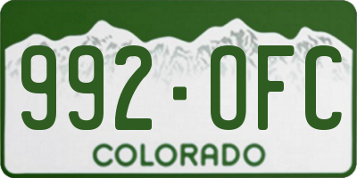 CO license plate 992OFC