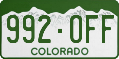 CO license plate 992OFF