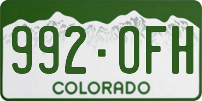 CO license plate 992OFH
