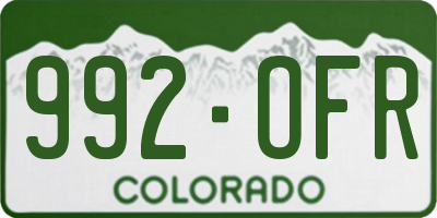 CO license plate 992OFR