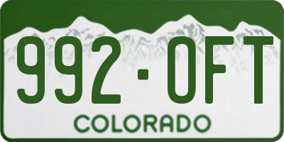 CO license plate 992OFT