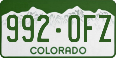 CO license plate 992OFZ