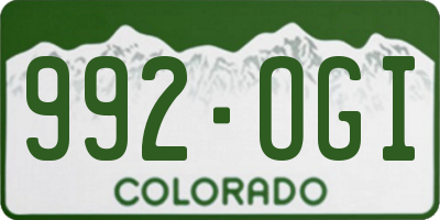 CO license plate 992OGI