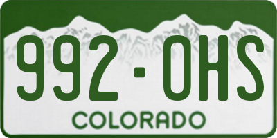 CO license plate 992OHS