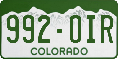CO license plate 992OIR